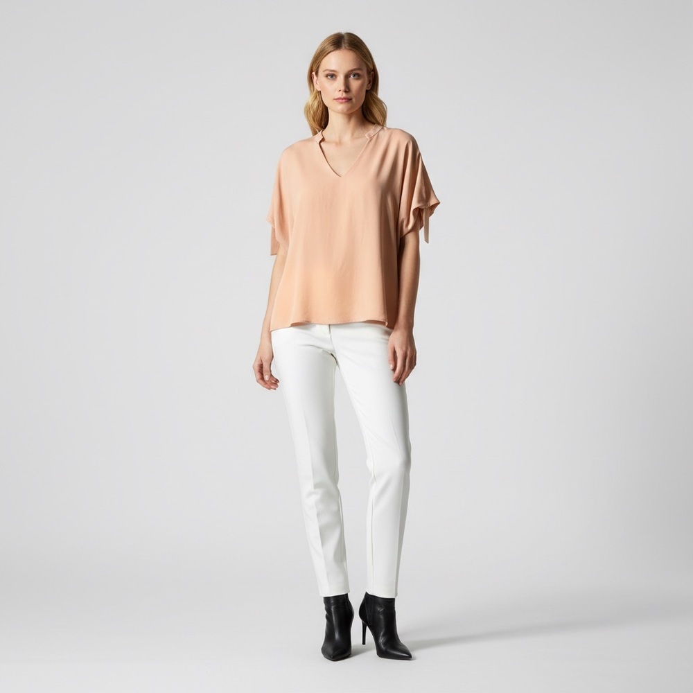 Trendsetter Blush Pink V-Neck blouse cold shoulder Top size XXL casual wear